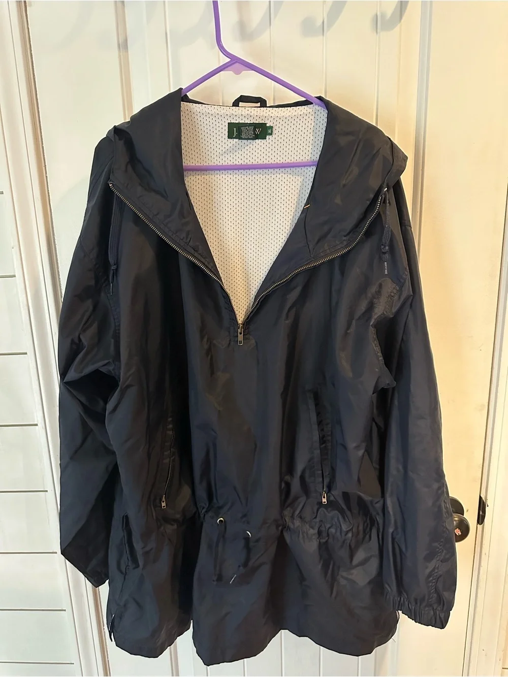 J. Crew vintage 1990s Navy Hooded Windbreaker Anorak